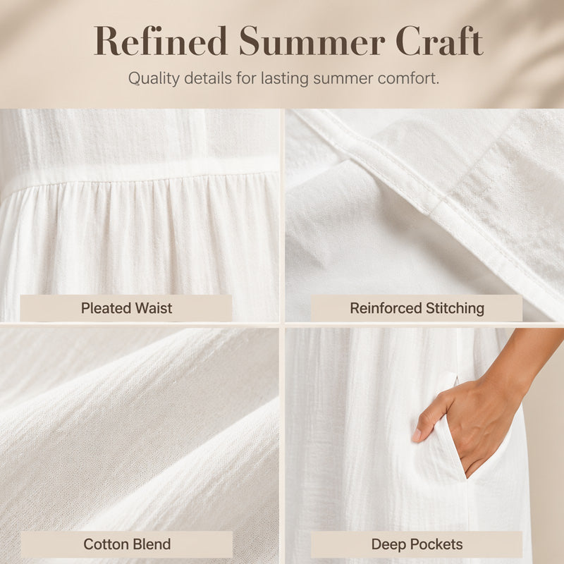 Women Sleeveless Cotton Linen Dress