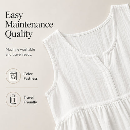 Women Sleeveless Cotton Linen Dress