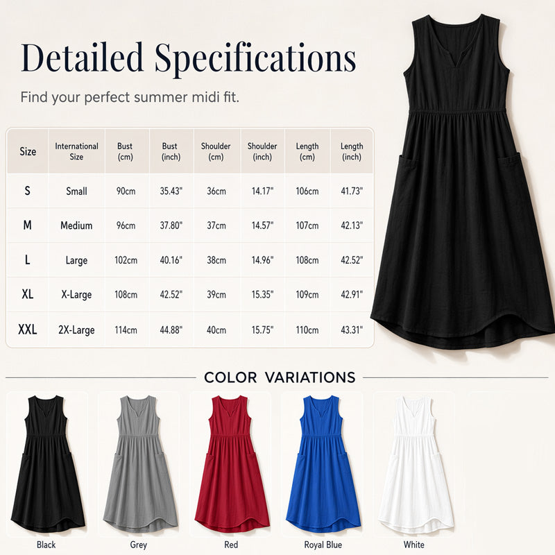 Women Sleeveless Cotton Linen Dress