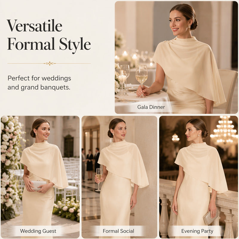Women's Elegant Two Piece Dress Set with Cape