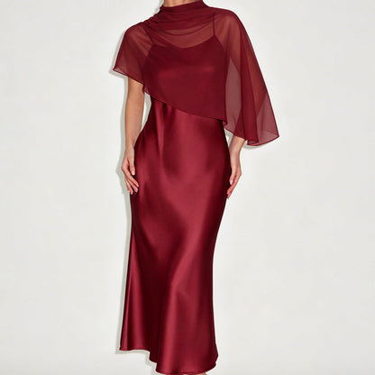 Women's Elegant Two Piece Dress Set with Cape