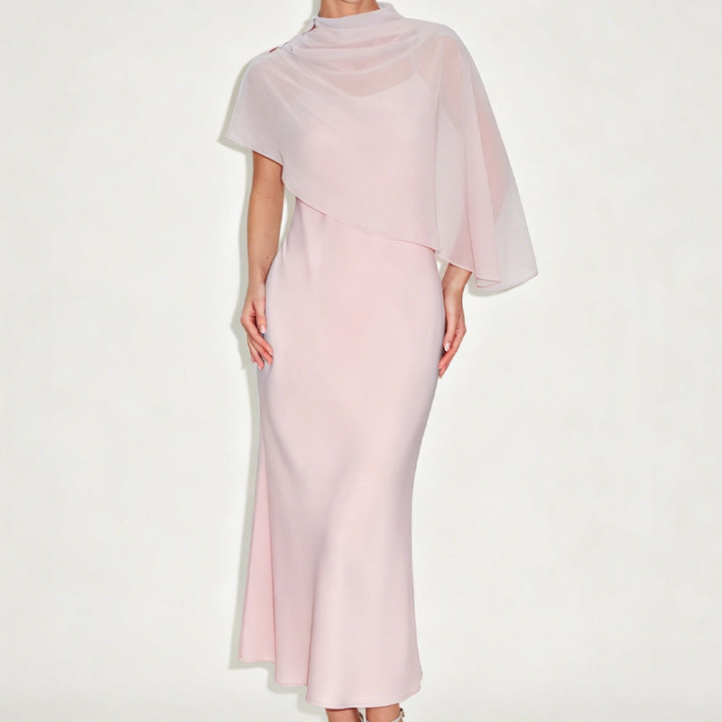 Women's Elegant Two Piece Dress Set with Cape