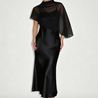 Women's Elegant Two Piece Dress Set with Cape