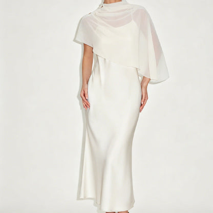 Women's Elegant Two Piece Dress Set with Cape