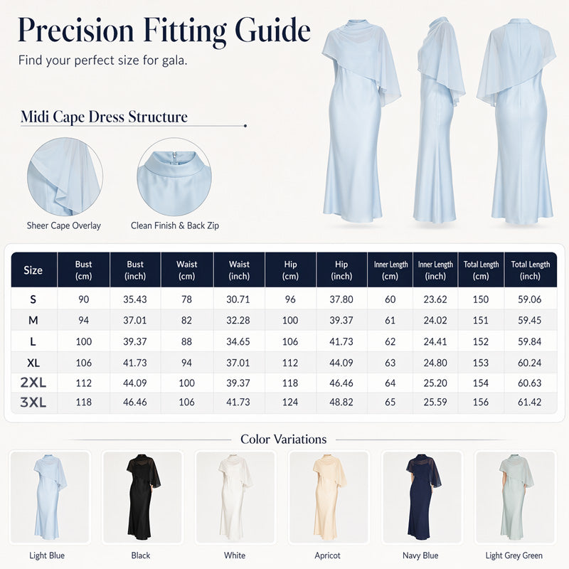 Women's Elegant Two Piece Dress Set with Cape