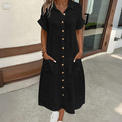 ⌛Limited-Time Offer-Women's Short Sleeve Shirt Dress