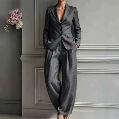 Women's Casual Blazer & Trousers 2-Piece Suit