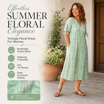 Women's Casual Floral Print V Neck Dress