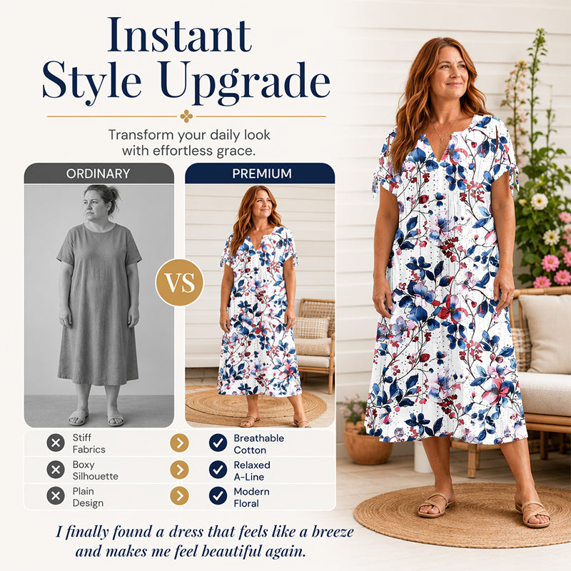 Women's Casual Floral Print V Neck Dress