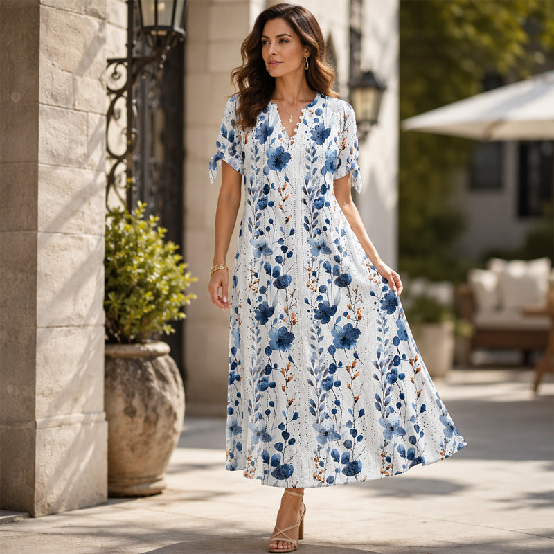 Women's Casual Floral Print V Neck Dress