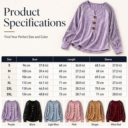 Women's Casual Velvet Long Sleeve Top