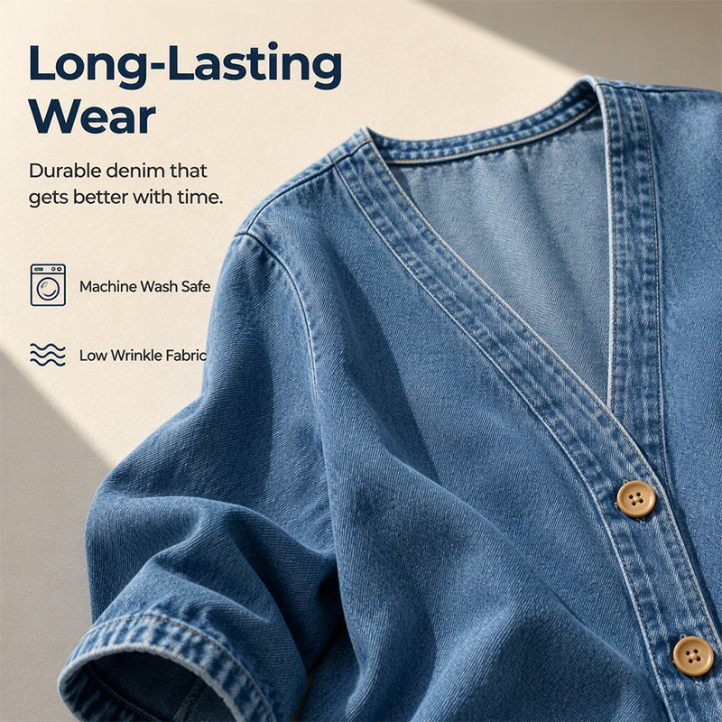 Women's Casual Collarless Button Cardigan Jacket