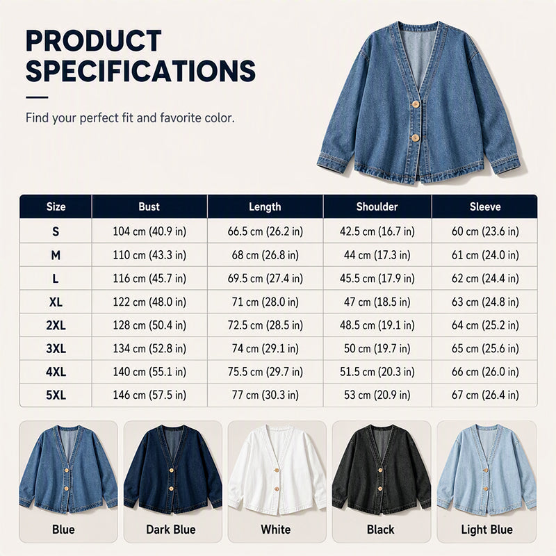 Women's Casual Collarless Button Cardigan Jacket