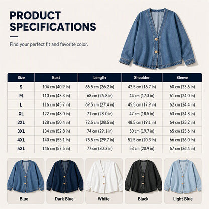 Women's Casual Collarless Button Cardigan Jacket