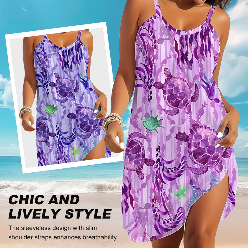 Summer Printed Ocean Style Beach Strapless Dress