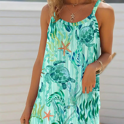 Summer Printed Ocean Style Beach Strapless Dress