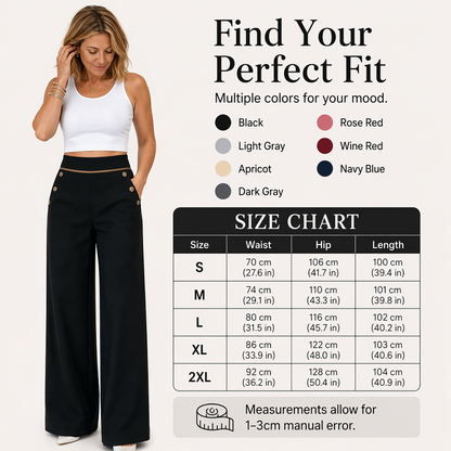 Women's High-Waisted Wide-Leg Pants with Contrast Trim