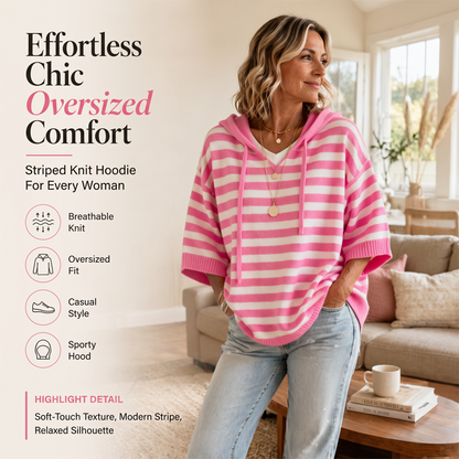 Women's Casual Striped Hooded Pullover Top