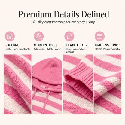 Women's Casual Striped Hooded Pullover Top