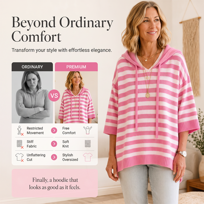 Women's Casual Striped Hooded Pullover Top
