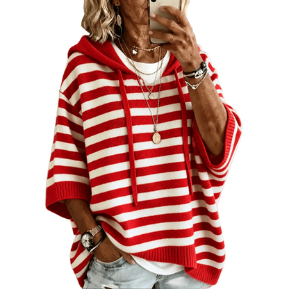 Women's Casual Striped Hooded Pullover Top