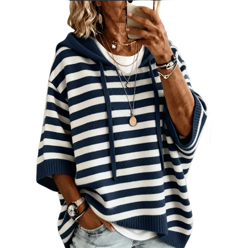Women's Casual Striped Hooded Pullover Top