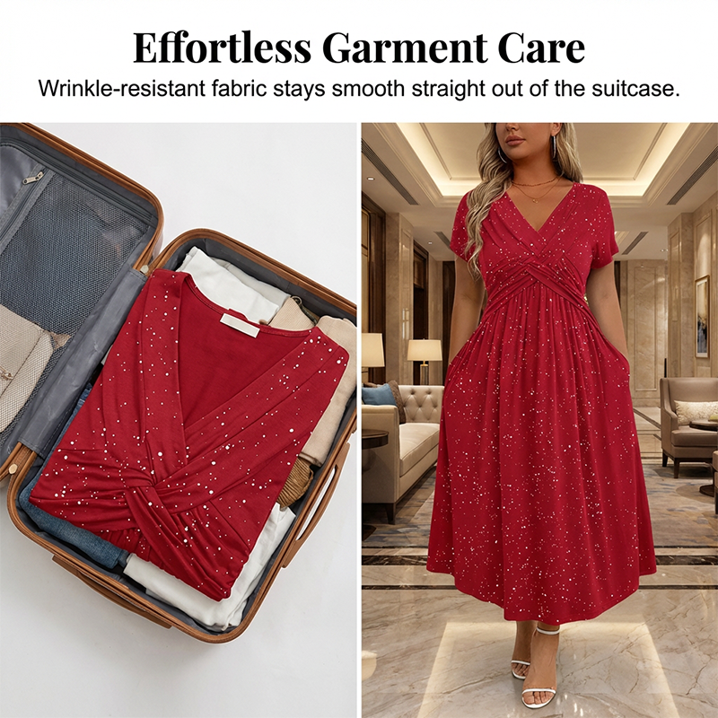 Women's Elegant V-Neck Twist Front Dress