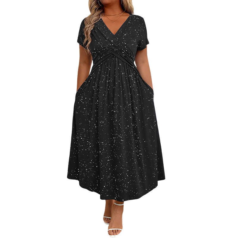 Women's Elegant V-Neck Twist Front Dress