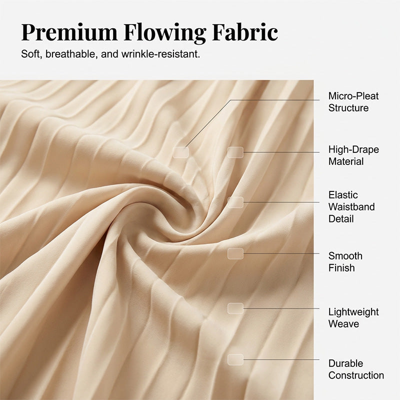 Pleated Wide-Leg Pants with Drawstring Waist