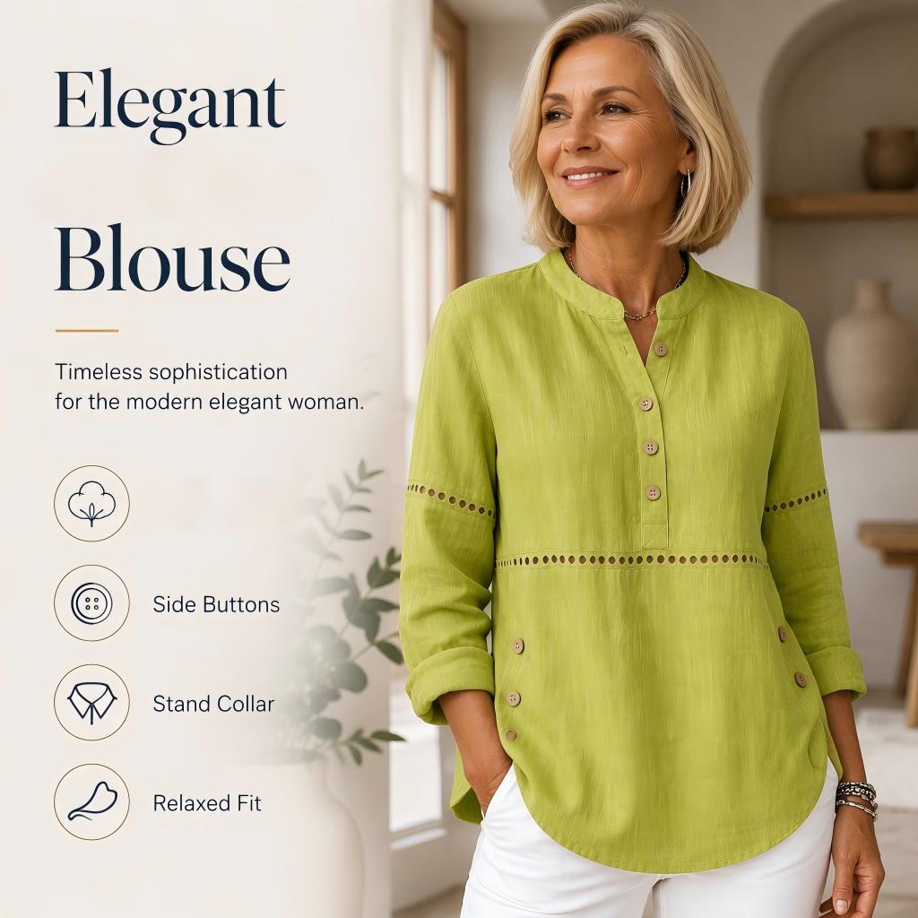 Women's Effortless Stand Collar Half-Button Top