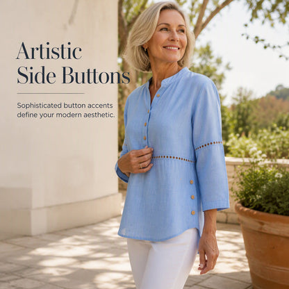Women's Effortless Stand Collar Half-Button Top