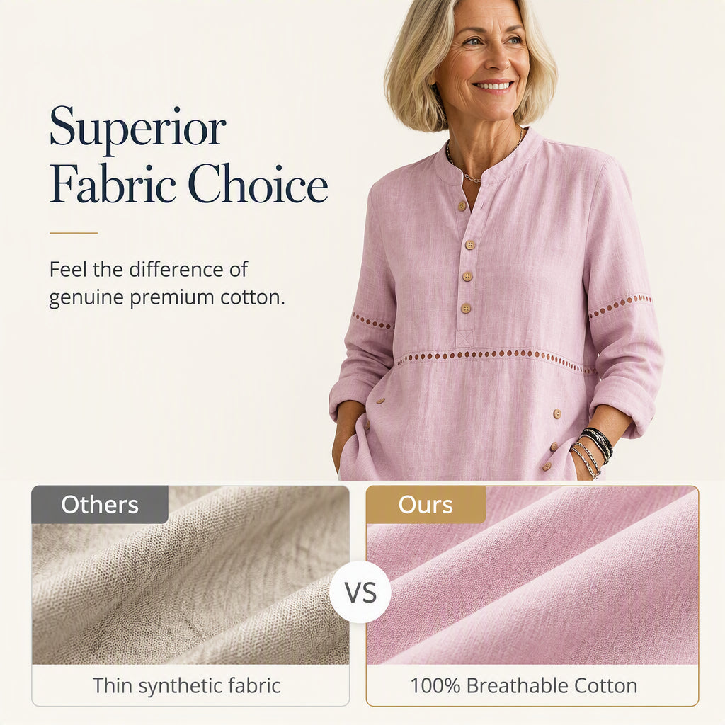 Women's Effortless Stand Collar Half-Button Top
