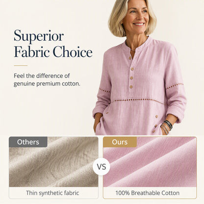 Women's Effortless Stand Collar Half-Button Top