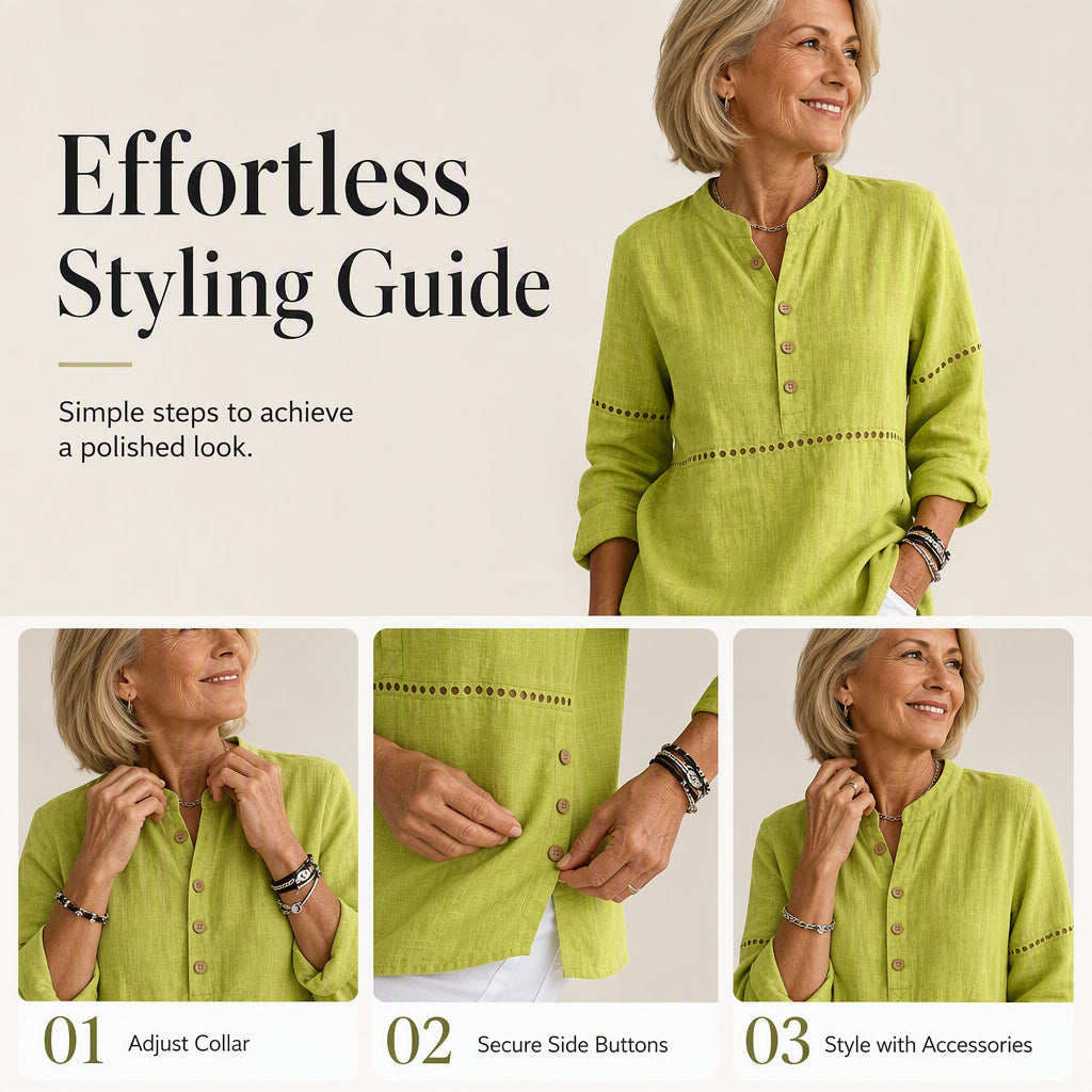 Women's Effortless Stand Collar Half-Button Top