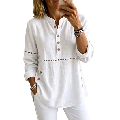 Women's Effortless Stand Collar Half-Button Top