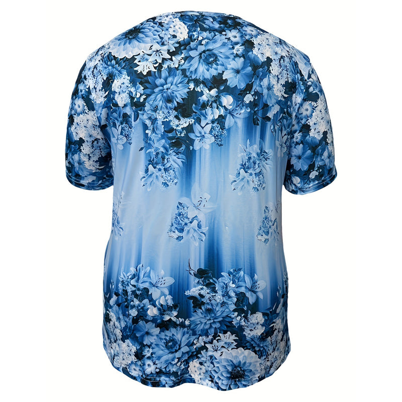 Women's Elegant Floral Printed Short Sleeve Top