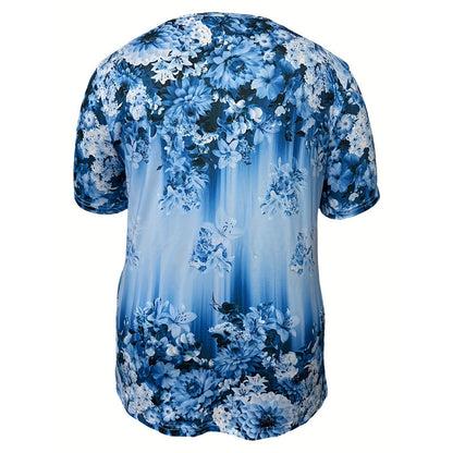 Women's Elegant Floral Printed Short Sleeve Top