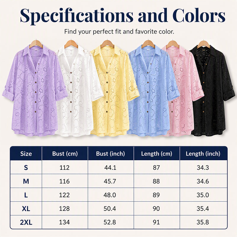 Women's Hollow Out Eyelet Lace Burnout Short-Sleeve Shirt