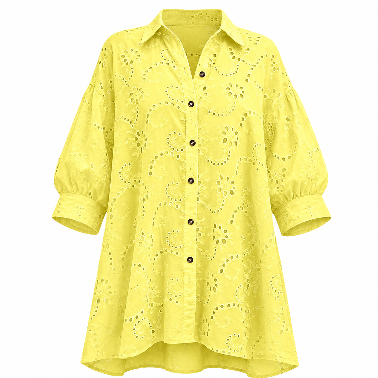 Women's Hollow Out Eyelet Lace Burnout Short-Sleeve Shirt