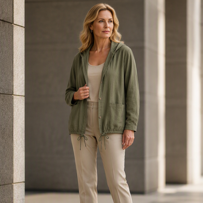 Women's Casual Hooded Jacket with Drawstring Hem