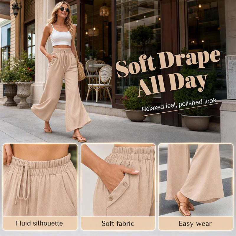 Women's Casual High Waisted Wid-Leg Pants