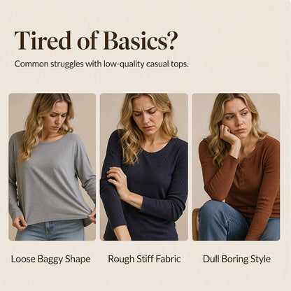 Women's V Neck Ribbed Knit Casual Top