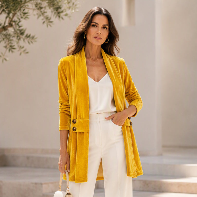 Women's Double-Breasted Velvet Cardigan