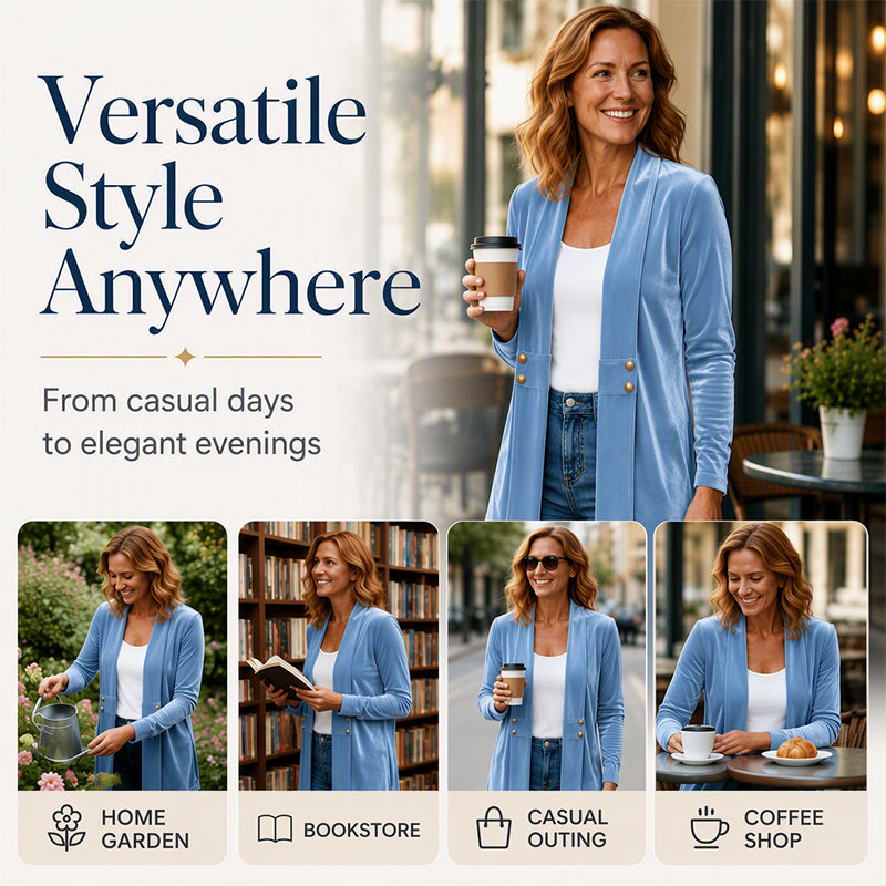 Women's Double-Breasted Velvet Cardigan