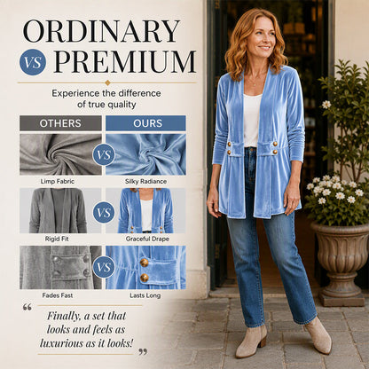 Women's Double-Breasted Velvet Cardigan