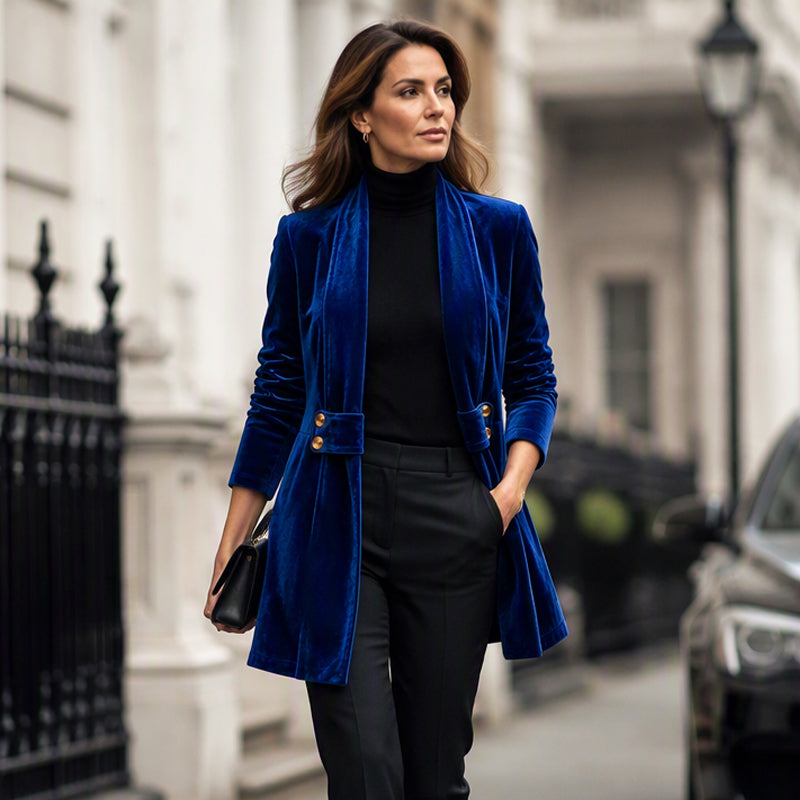 Women's Double-Breasted Velvet Cardigan