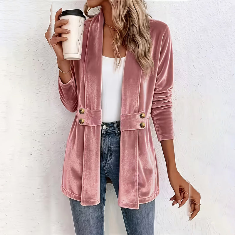 Women's Double-Breasted Velvet Cardigan
