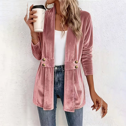 Women's Double-Breasted Velvet Cardigan