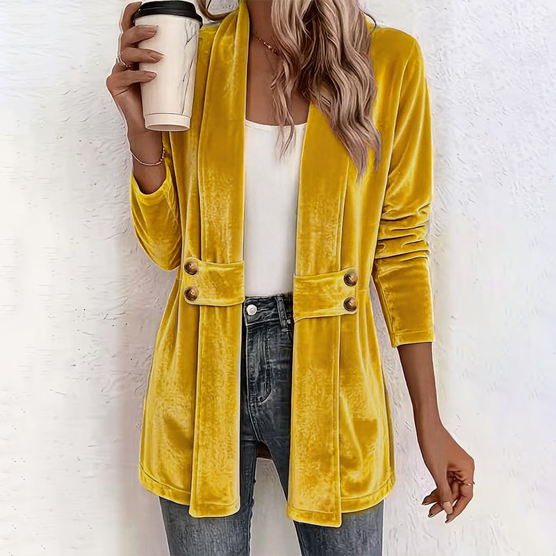Women's Double-Breasted Velvet Cardigan