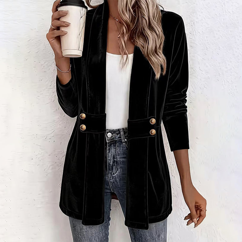 Women's Double-Breasted Velvet Cardigan